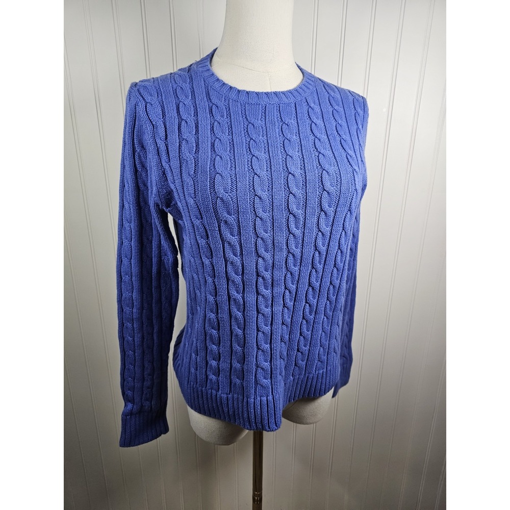 L.L Bean Cable-Knit Crewneck Sweater Women's Size XS Blue